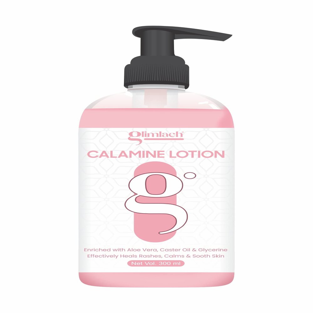 GLIMLACH CALAMINE Anti-Itch Body lotion With Aloevera & Zinc for Dry Skin Itching, Skin Soothing and Rashes (300ml, Pack Of 1)