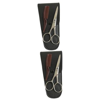 Didiseaon 2sets Precision Eyebrow Scissor Mustache Beard Trimming Scissors Stainless Steel Shears for Barbers Salons