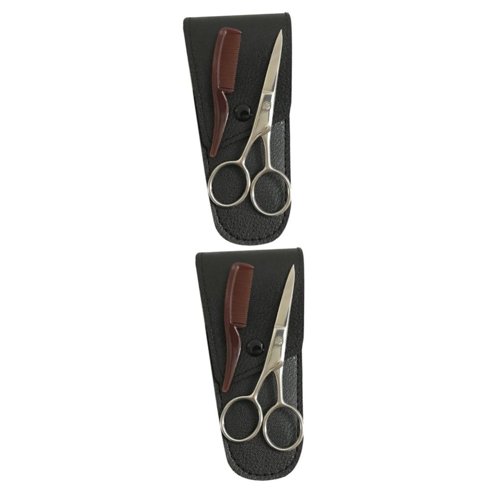Didiseaon 2sets Precision Eyebrow Scissor Mustache Beard Trimming Scissors Stainless Steel Shears for Barbers Salons