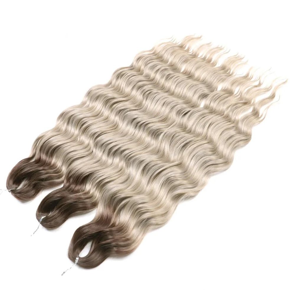 24 Inch Synthetic Hair Water Wave Braiding Hair Extensions Ombre Deep Wave Afro Curl Crochet Hair For Women