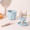 YLSZHYR Makeup Brush Cleaner Mat,Multi Functional Cosmetic Brush Cleaning Bowl with Drying Holder,Makeup Brush Washing Tool Organizer for Storage & Air Dry(Blue) view 2