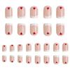 24 Pcs Red Heart Press on Nails Short Square Valentine's Day False Nails with French Tip Designs Nude Heart Fake Nails Style Valentines Glue on Nails for Women Romantic Love Artificial Coffin Nails view 2