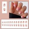 24 Pcs Red Heart Press on Nails Short Square Valentine's Day False Nails with French Tip Designs Nude Heart Fake Nails Style Valentines Glue on Nails for Women Romantic Love Artificial Coffin Nails view 3