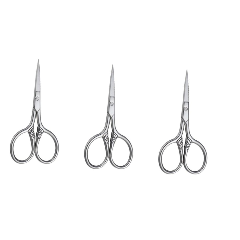 Didiseaon 3pcs Stainless Steel Beard Scissors for Men Precision Trimming Shears for Facial Hair Silver Grooming Tool for Stylish Beard Maintenance