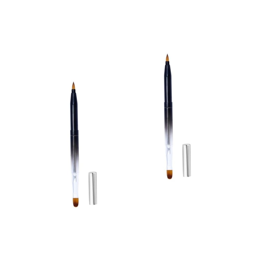Didiseaon 2pcs Retractable Lip Brush Metal Shell Flexible Lipstick Applicator for Effortless Makeup Application Compact and Portable Design for Beauty Salon Home Use Black Gradient