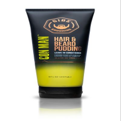 GIBS Con Man Hair & Beard Pudding - Leave In Conditioner - Curl Definer - Moisturizer - 8 oz Squeeze Tube