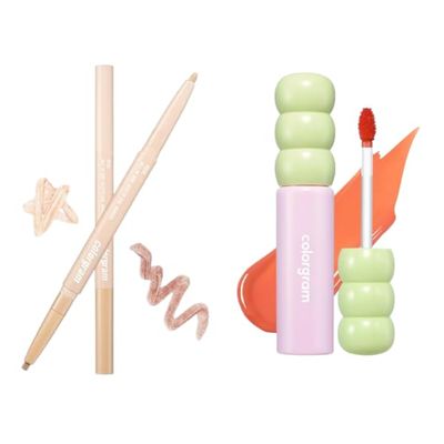 COLORGRAM 03 Real Tone Under Eye Highlighter Stick + Fruity Glass Tint 01 Flashing Apricot Bundle