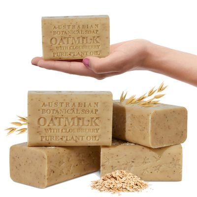Australian Botanical Soap Oat Milk with Cloudberry 6.6 oz Luxury Soap Bars Enriched with Shea Butter, Suitable for Men, Women and All Skin Types, Pack of 4