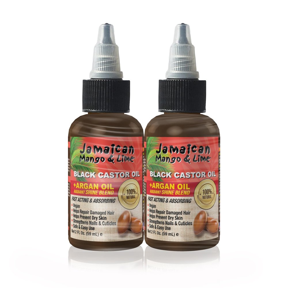 Jamaican Mango & Lime Black Castor Oil Argan Oil  Strength & Shine  Lightweight Hair & Scalp Oil for Locs, Braids, Twists & Natural Hair  (2 fl oz, Pack of 2)
