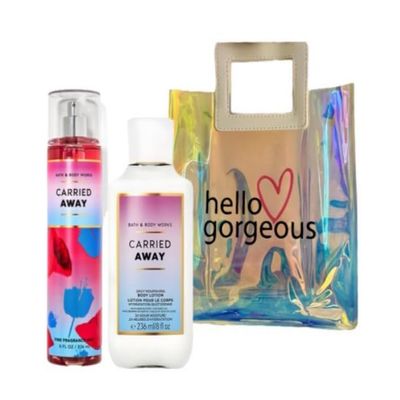 White Barn - Bath and Body Works - Gift Set 2 Piece Bundle - with Gift Bag Hello Gorgeous (Carried Away)