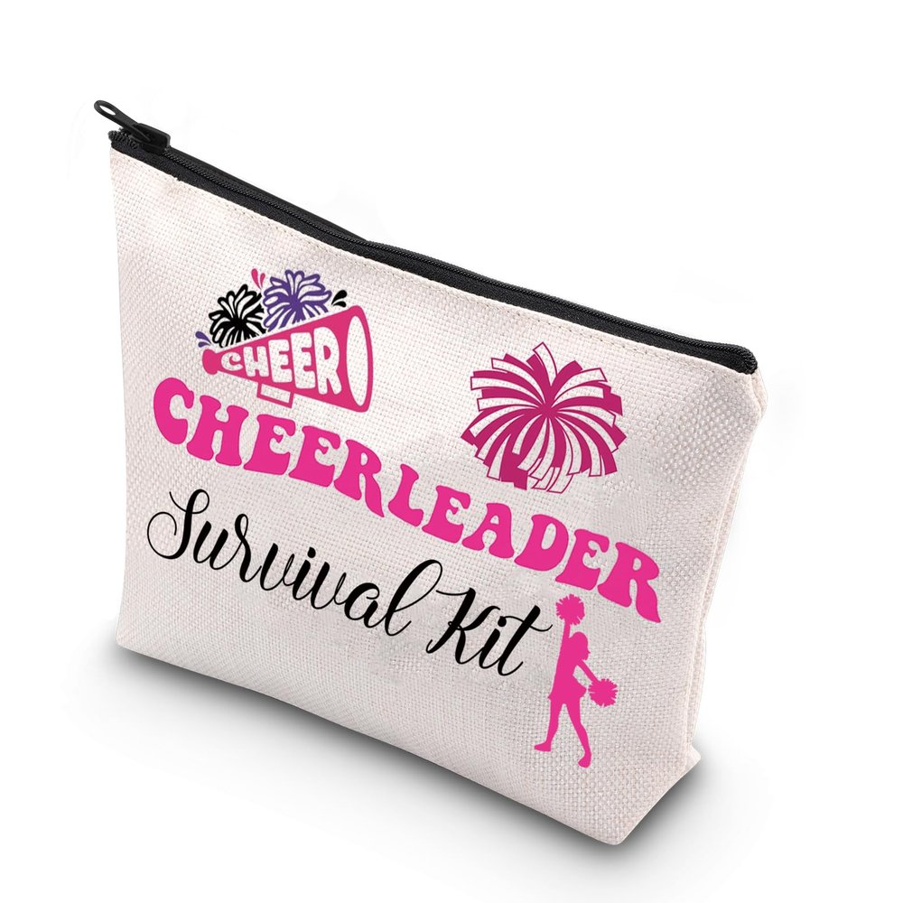 WCGXKO Cheerleader Zipper Makeup Bag Cheerleader Survival Kit Bag Cheerleading Teammate Gift (Cheerleader flower)
