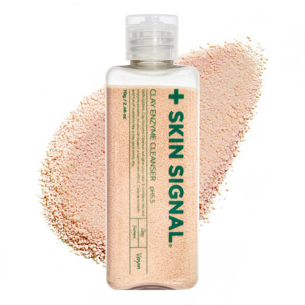 SKIN SIGNAL Pink Clay Enzyme Cleanser, Blackhead Remover Powder Cleanser, Deep Pore Cleansing with BHA, Gentle Exfoliating Face Wash, Facial Scrub for Acne-Prone Skin, Korean Skin Care