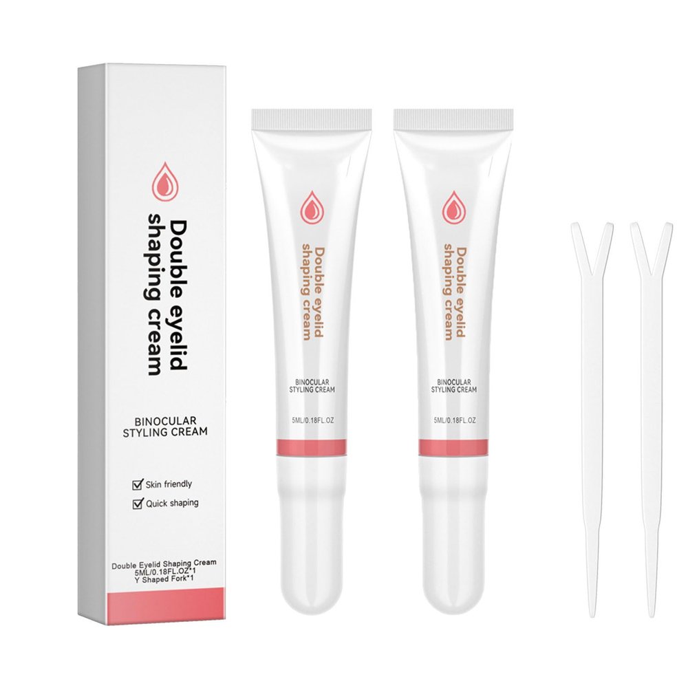 Double Eyelid Styling Cream, Double Eyelid Shaping Cream, Binocular Styling Cream, Waterproof Invisible Double-Fold Eyelid Cream, Double Eyelid Serum, With Y Stick (2pcs)