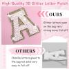 Small Personalized Initial A-Z Patch Makeup Bag,Pink Cute PU Leather Glitter Letter Cosmetic Bag for Teen Girls,Travel Toiletry Bag with Zipper,Preppy Monogrammed Birthday Gift for Daughter Niece D view 3