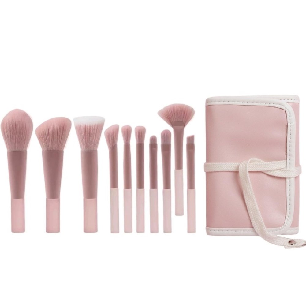 10PCS Makeup Brushes with Bag Professional Makeup Brushes Set Soft Brush Head Makeup Brushes Tools Makeup Brush Set (Color : B, Size : O)