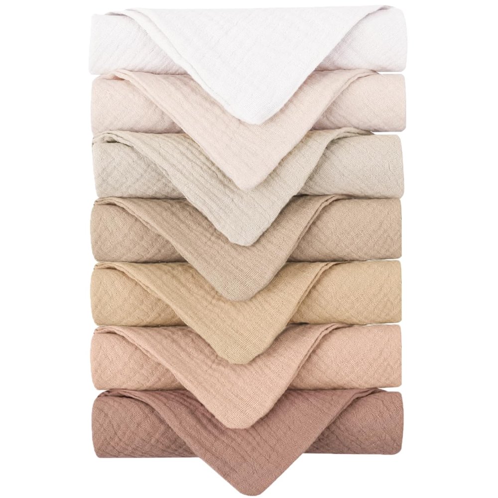 Konssy 7-Pack Soft Cotton Face Wash Cloths, Reusable Absorbent Washcloths for Sensitive Skin, Facial Makeup Remover Towels for Women (11 x 11 Inch)