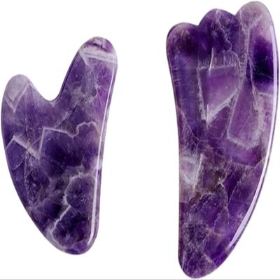 AMAZWI Amethyst Rough Stone Amethyst Gouache Scraper Gua Sha Massage Tool Jade Roller Face Massager Lifting Anti-Wrinkle Beauty Skin Care Gouache Stone Set (Color : Type 7)