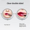 8" Rechargeable Tabletop Lighted Makeup Vanity Mirror with 3 Light Colors, Dimmable Double-Sided Magnification LED Cosmetic Mirror, 360 Rotation Adjustable Standing Shaving Mirror,Black,3X view 2