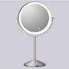 8" Rechargeable Tabletop Lighted Makeup Vanity Mirror with 3 Light Colors, Dimmable Double-Sided Magnification LED Cosmetic Mirror, 360 Rotation Adjustable Standing Shaving Mirror,Nickel,10X view 1