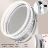 8" Rechargeable Tabletop Lighted Makeup Vanity Mirror with 3 Light Colors, Dimmable Double-Sided Magnification LED Cosmetic Mirror, 360 Rotation Adjustable Standing Shaving Mirror,Nickel,10X view 3