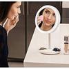 7.9 Inch Makeup Mirror with LED Lights and Fan Head Adjustable Cosmetic Vanity Mirror 5X Magnifying view 3