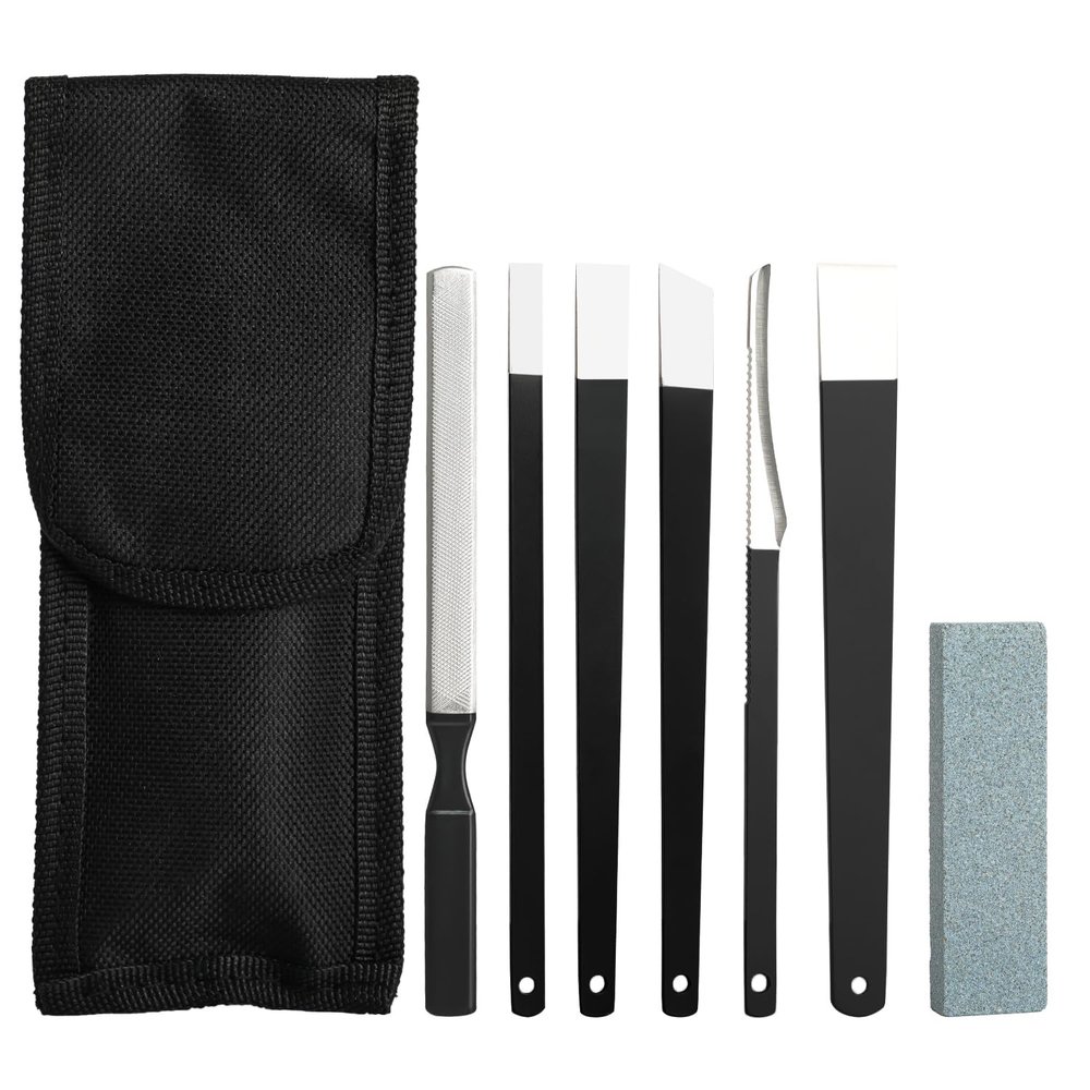 6PCS Pedicure Knife Set, Professional Stainless Steel Callus Remover with Storage Bag, Ingrown Toenail Knife Tools Foot Scraper Knife for Dry, Hard, and Cracked Skin Care - Black