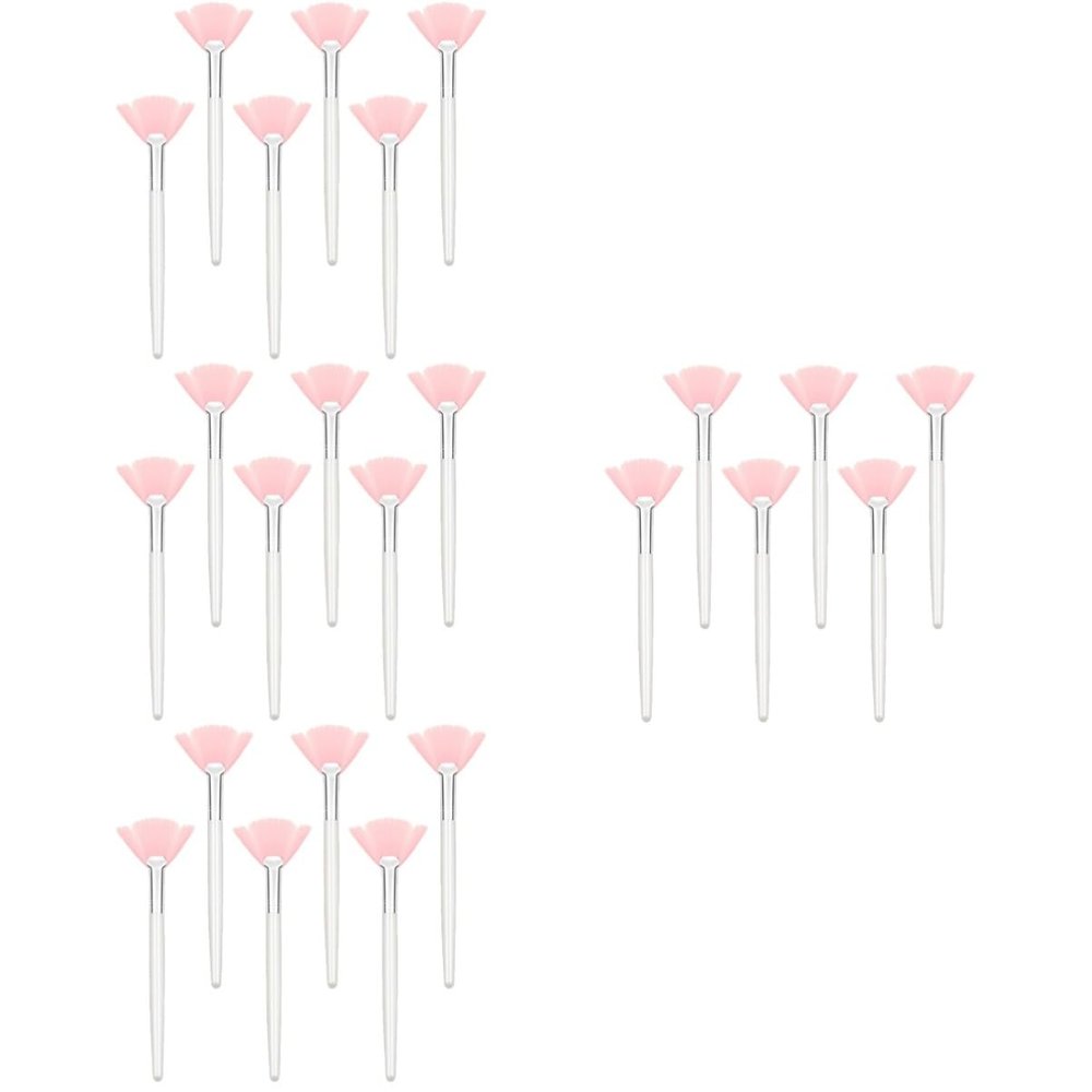 Balacoo 4sets Long Handle Fan Makeup Brush for Facial Foundation and Powder Application Sturdy and Sturdy 6pcs*4