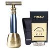 FREED 4-piece Set for Men - Double Edge Safety Razor with alloy handle include 10 count Japanese 6cr13 Stainless Steel blade, It's the best gift for men, fathers,or birthdays (Blue) view 1