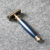 FREED Bronze Series Double Edge Safety Razor,Aluminum alloy material with 10 Japanese 6cr13 Stainless Steel Blade,it's the best gift for men, fathers, or birthday (Blue) view 2