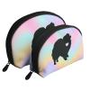 Ovbflc Ladies Fashion Cosmetic Bag 2 Pcs Set, Pomeranian Dog Silhouette Portable Cosmetic Bag Case Travel Bag Handbag Coin Purse view 1