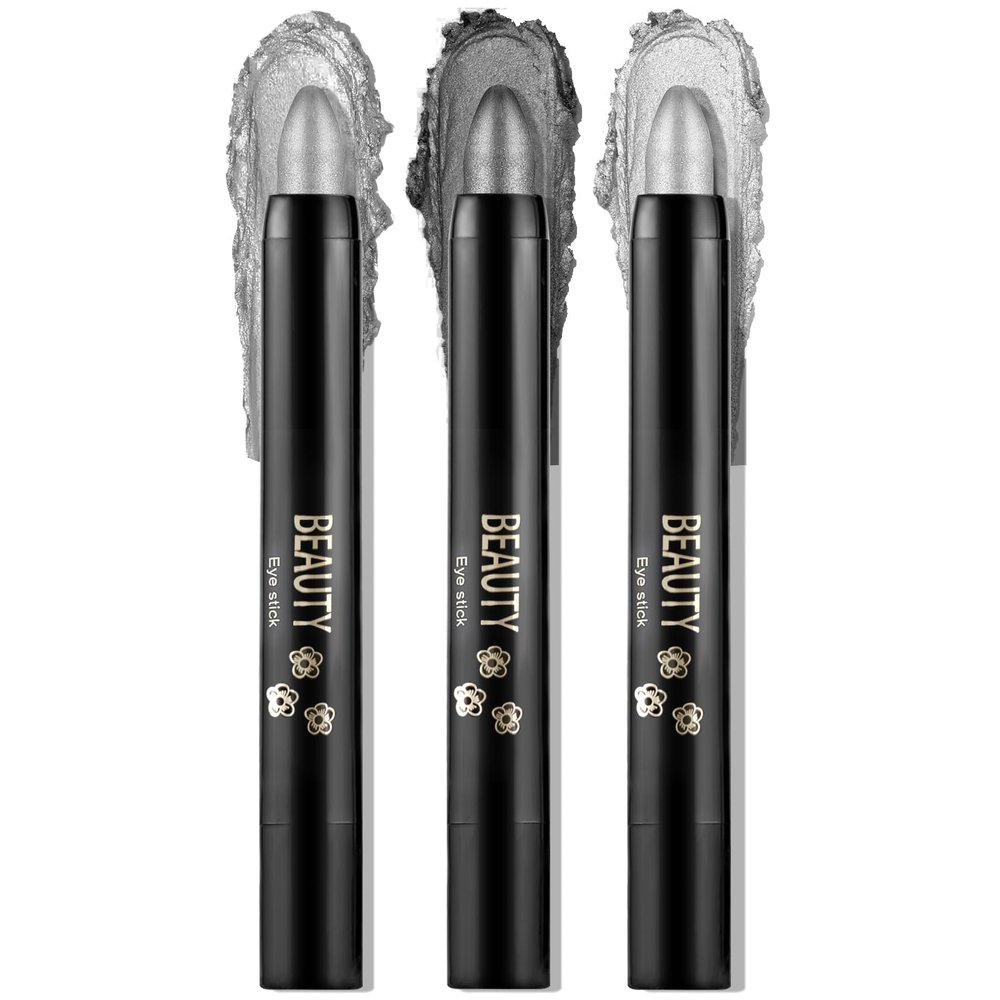 Boobeen 3PCS Cream Eyeshadow Pencil Crayon Waterproof Brightener Stick Shimmer Pen Create Glitter Eye Makeup, Easy to Use