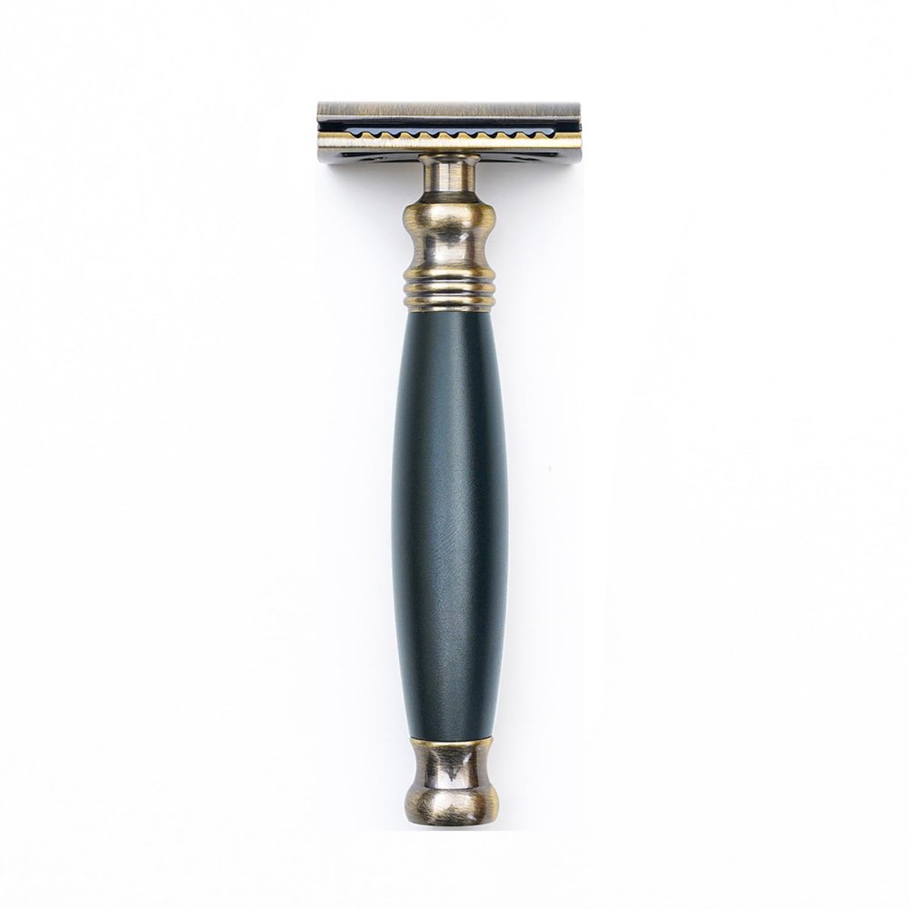 FREED Bronze Series Double Edge Safety Razor,Aluminum alloy material with 10 Japanese 6cr13 Stainless Steel Blade,it's the best gift for men, fathers, or birthday (Black)