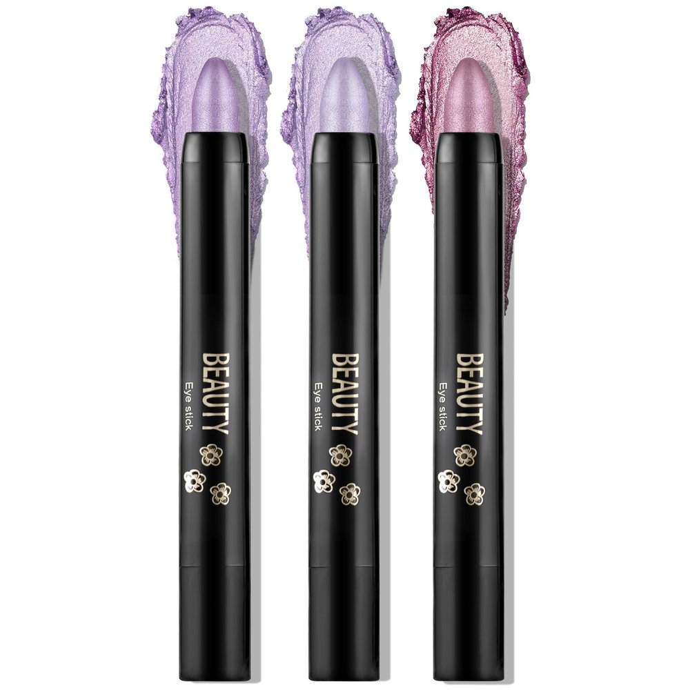 Boobeen 3PCS Cream Eyeshadow Pencil Crayon Waterproof Brightener Stick Shimmer Pen Create Glitter Eye Makeup, Easy to Use