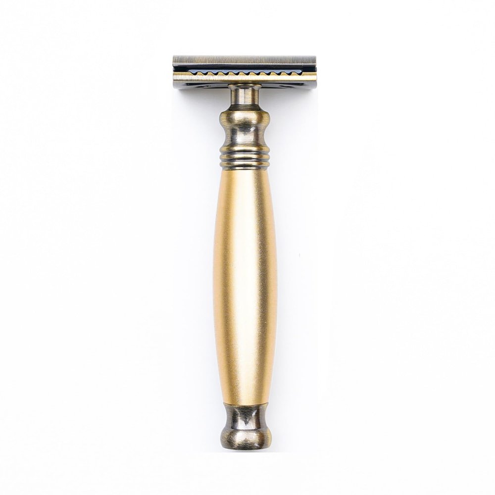FREED Bronze Series Double Edge Safety Razor,Aluminum alloy material with 10 Japanese 6cr13 Stainless Steel Blade,it's the best gift for men, fathers, or birthday (Gold)