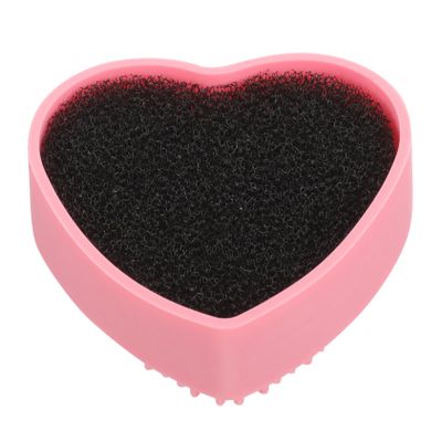 Didiseaon 3pcs Heart-shaped Silica Gel Brush Cleaning Box Dry Wet Dual Use Sponge Makeup Case for Quick Clean Pink