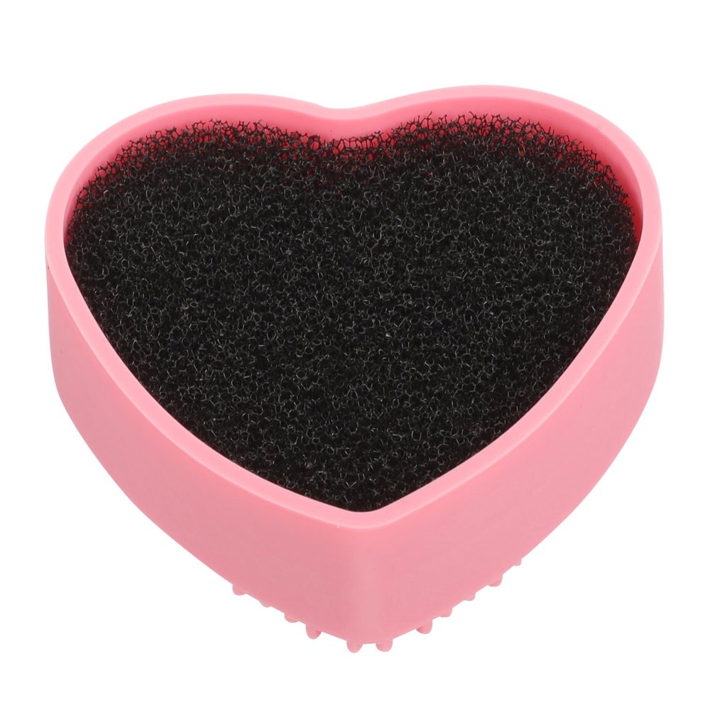 Didiseaon 3pcs Heart-shaped Silica Gel Brush Cleaning Box Dry Wet Dual Use Sponge Makeup Case for Quick Clean Pink