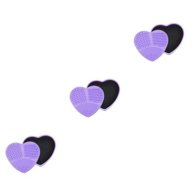 Didiseaon 3pcs Makeup Brush Cleaning Box Heart Shaped Silica Gel Dry Wet Dual Use Compact Travel Cosmetic Case