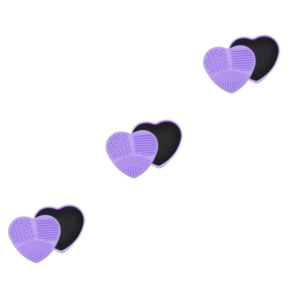 Didiseaon 3pcs Makeup Brush Cleaning Box Heart Shaped Silica Gel Dry Wet Dual Use Compact Travel Cosmetic Case
