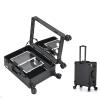 Travel Makeup Bag with LED Lighted Make up Case with Mirror, Makeup Train Case Cosmetic Box Makeup Case Organizer, Rolling Makeup Case Cosmetic Travel Trolley, Large Capacity (Size : B) view 1
