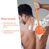 iTokGoK Silver-Infused Silicone Back Scrubber with Long Handle Back Brush for Shower,Back Brush Long Handle for Men and Women,Ergonomic No-Slip Handle, Long-Lasting (Orange) view 2
