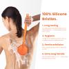 iTokGoK Silver-Infused Silicone Back Scrubber with Long Handle Back Brush for Shower,Back Brush Long Handle for Men and Women,Ergonomic No-Slip Handle, Long-Lasting (Orange) view 3