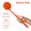 iTokGoK Silver-Infused Silicone Back Scrubber with Long Handle Back Brush for Shower,Back Brush Long Handle for Men and Women,Ergonomic No-Slip Handle, Long-Lasting (Orange) view 4