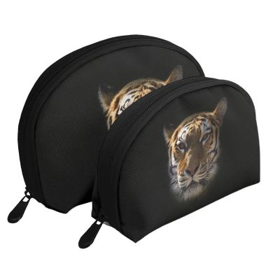 Ovbflc Ladies Fashion Cosmetic Bag 2 Pcs Set, Tiger And Galaxy Portable Cosmetic Bag Case Travel Bag Handbag Coin Purse