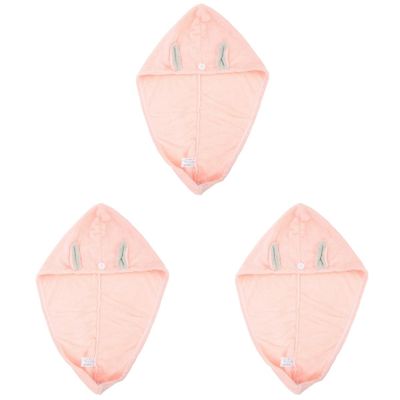 Angoily 3pcs Bathing Hat Dry Absorbent for Shower Women Fleece Design Absorption Quick Comfortable Rabbit