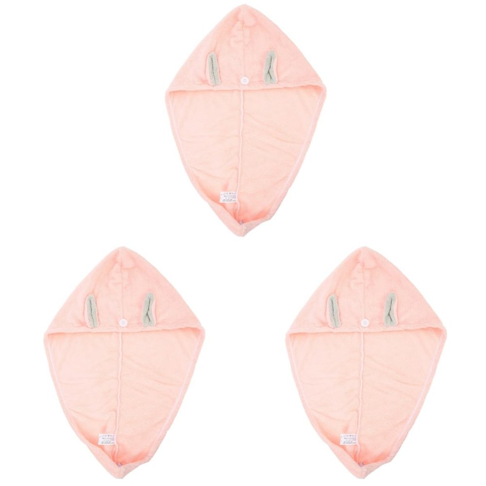 Angoily 3pcs Bathing Hat Dry Absorbent for Shower Women Fleece Design Absorption Quick Comfortable Rabbit