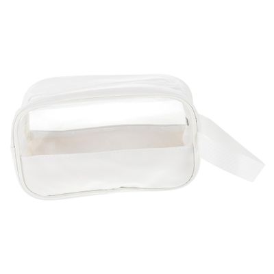 DOITOOL 1pc Transparent Portable Pu Cosmetic Bag for Travel Lightweight Toiletry Organizer Compact Makeup Storage for Outdoor Use Easy to Clean Versatile for Cosmetics and Items