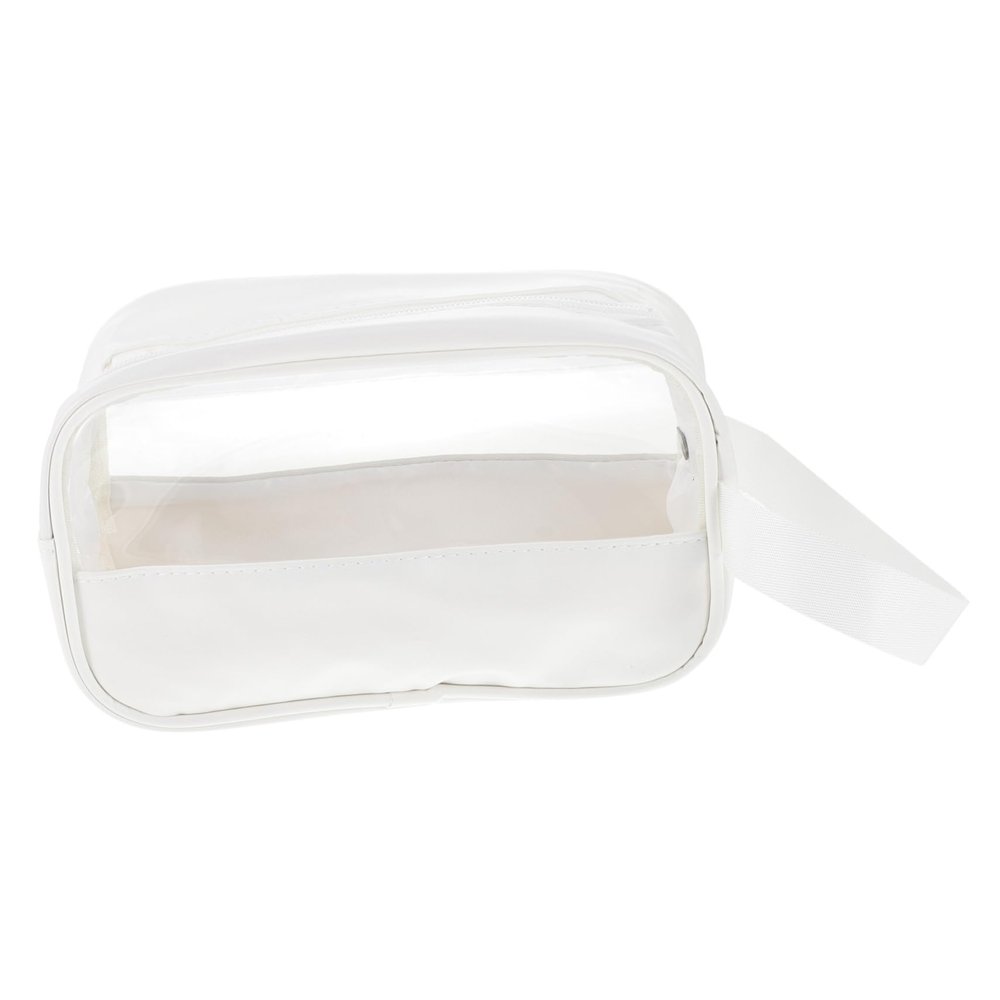 DOITOOL 1pc Transparent Portable Pu Cosmetic Bag for Travel Lightweight Toiletry Organizer Compact Makeup Storage for Outdoor Use Easy to Clean Versatile for Cosmetics and Items