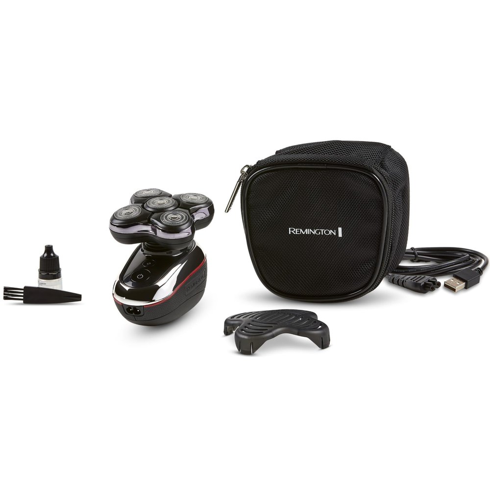 Remington Balder Deluxe XR7100, Head Rotary Shaver with Titanium Blades & Storage Pouch for Bald Men Wet/Dry Shaving with 5 Dual Track Flexing Heads and Pop-Up Trimmer