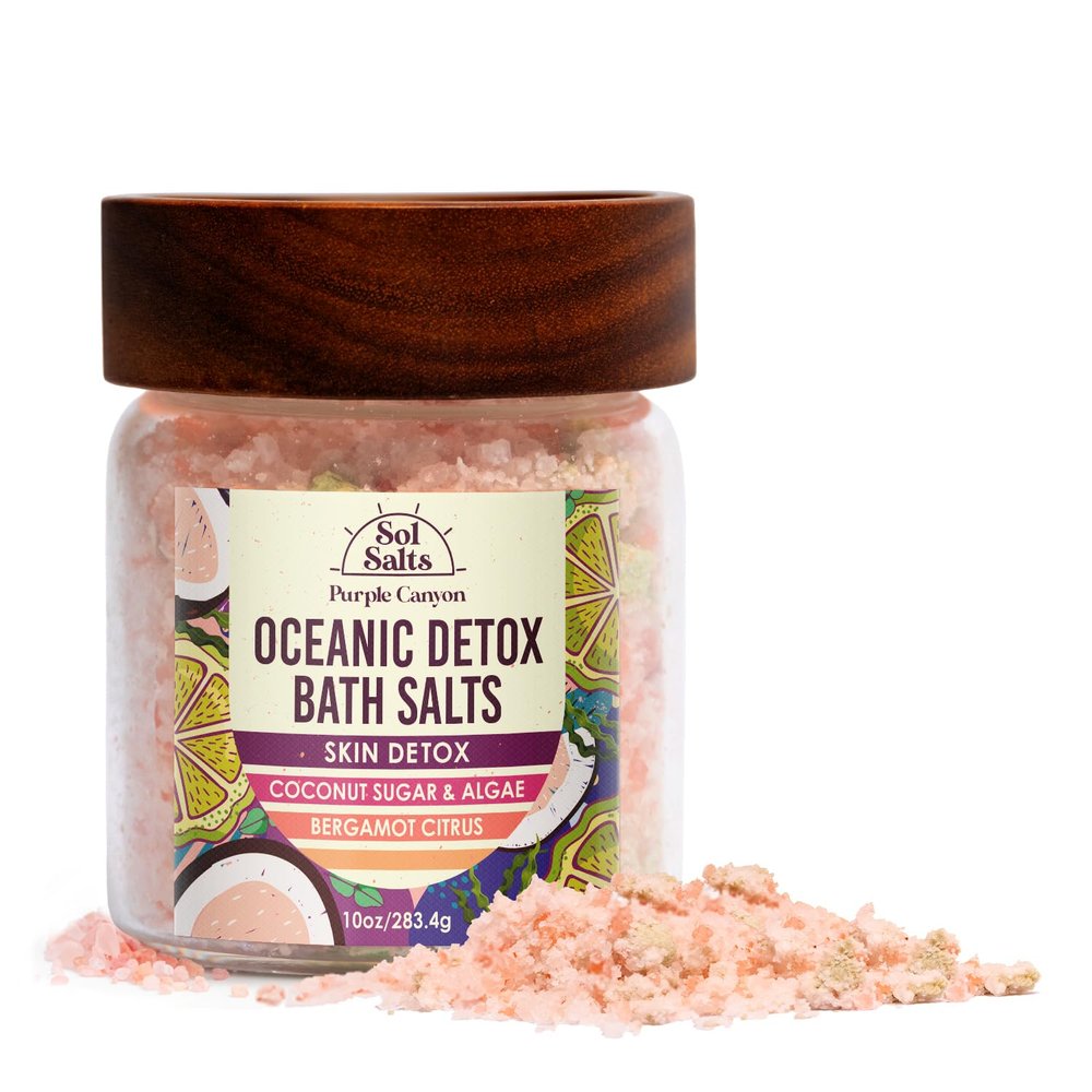 PURPLE CANYON SolSalts Oceanic Detox Bath Salts 10oz | Bergamot Citrus Scented Soak with Hydrating Minerals | Skin Hydrating Mineral Bath