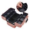 CKSEKD Portable Makeup Train Box, High Security Lockable Makeup Storage Box With Sliding Tray With Divider, Multifunctional Large Capacity Makeup Artist Storage Box,Pink view 4